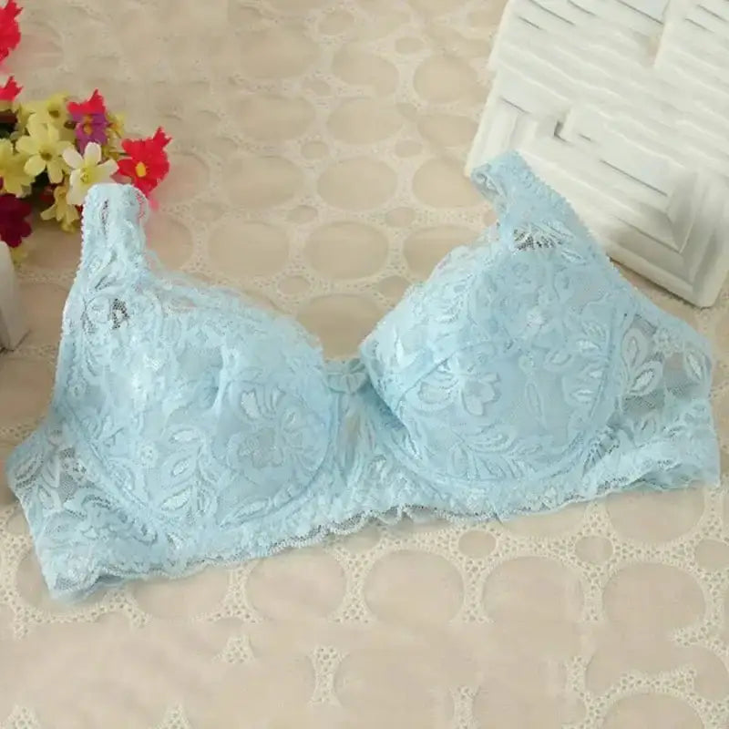 New Sexy Floral Lace Bras Women Summer Thin Push Up Brassiere Solid Color Comfort Breathable Underwear Female Fashion Lingerie - The Lady's Haven
