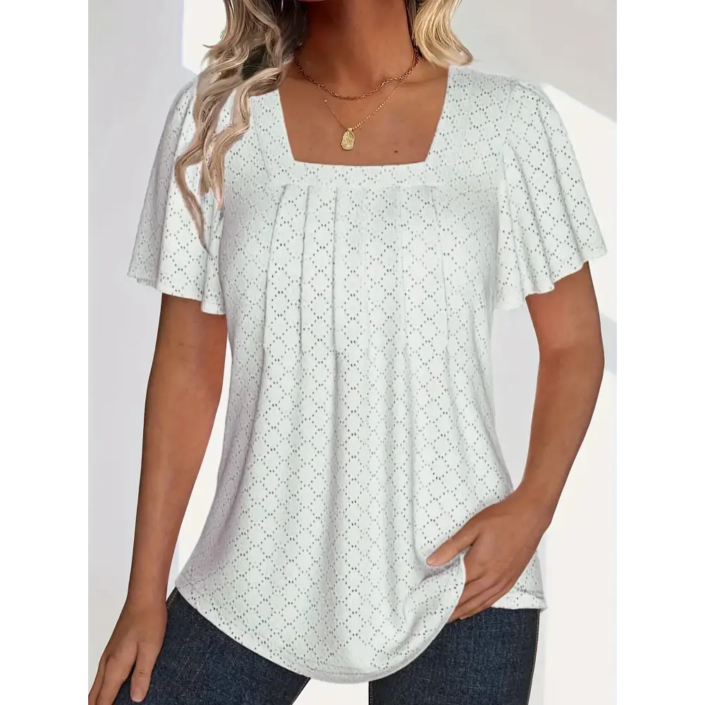 Elevate your style with plus size spring and summer fashionable and elegant hollow tops for women office wear.