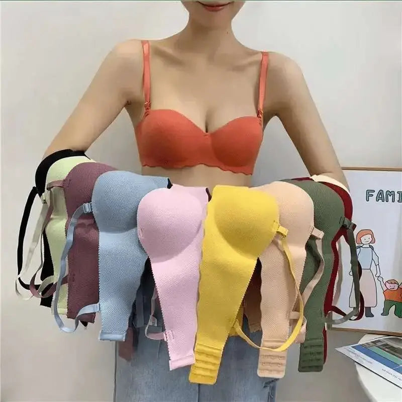 Sexy Bras Push Up Seamless Underwear for Women Solid Color Wireless Lingerie One - pieces Gather Convertible Straps Brassiere - The Lady's Haven