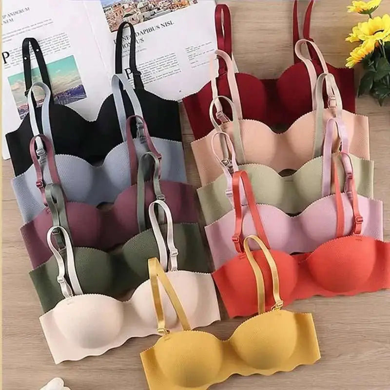 Sexy Bras Push Up Seamless Underwear for Women Solid Color Wireless Lingerie One - pieces Gather Convertible Straps Brassiere - The Lady's Haven