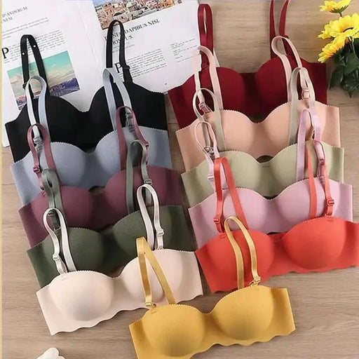 Sexy Bras Push Up Seamless Underwear for Women Solid Color Wireless Lingerie One - pieces Gather Convertible Straps Brassiere - The Lady's Haven