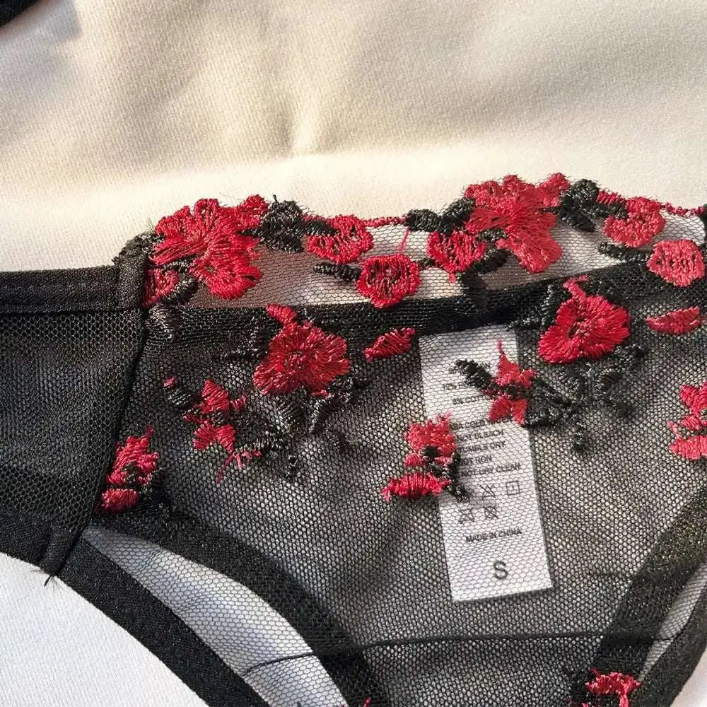 Sexy Set Womens Underwear Exotic Emotional Bra Set Embroidered Print Brassiere Lingerie Set Women's Set Push Up Thin Bralette - The Lady's Haven