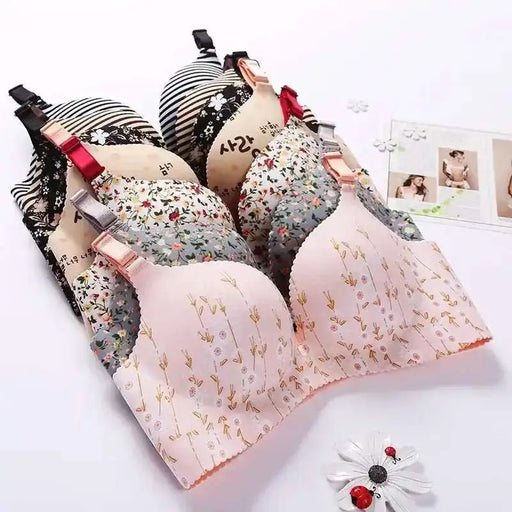 Women Flower Print Seamless Bra Sexy Lingerie Floral Push Up Bras One - Piece Underwear - The Lady's Haven