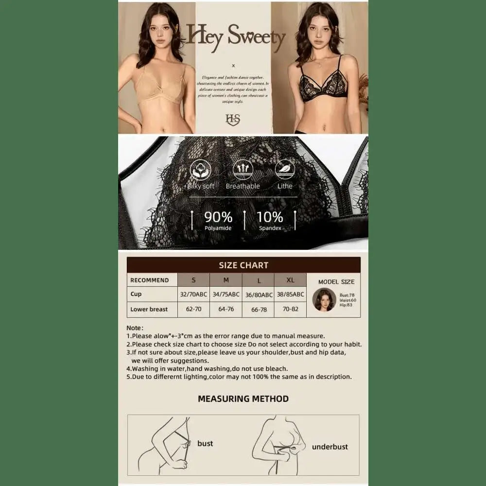 Women's French Style Thin Lace Sexy Bras Ladies Sexy Lingerie Push Up Bra Breathable Comfortable Wireless Bra Bralette Women Bra - The Lady's Haven
