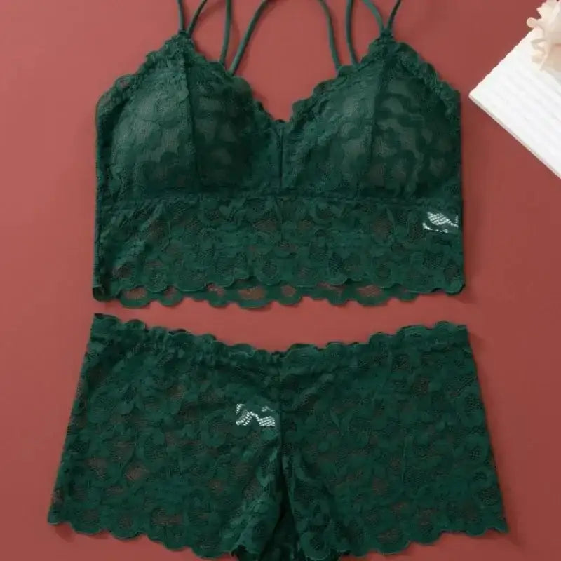 Women's Lace Non - wire Bra And Panties Set Transparent Low Rise Briefs Ultra - thin Comfort Underwear Female Bralette Lingerie Set - The Lady's Haven