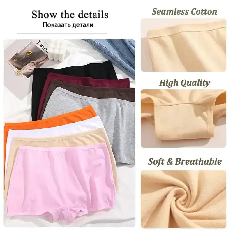 Women's Panties Cotton Seamless Sports Boxers Underwear Female Solid Color Briefs Cozy Lingerie Intimate Underpants XS - XL - The Lady's Haven