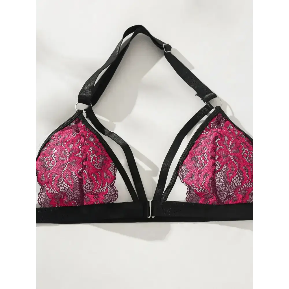Women's Sexy Lace Flower Front Buckle Underwear Strap, Spicy Girl Waist Cover, Fashionable, Comfortable, and Fun 3 - Piece Set - The Lady's Haven